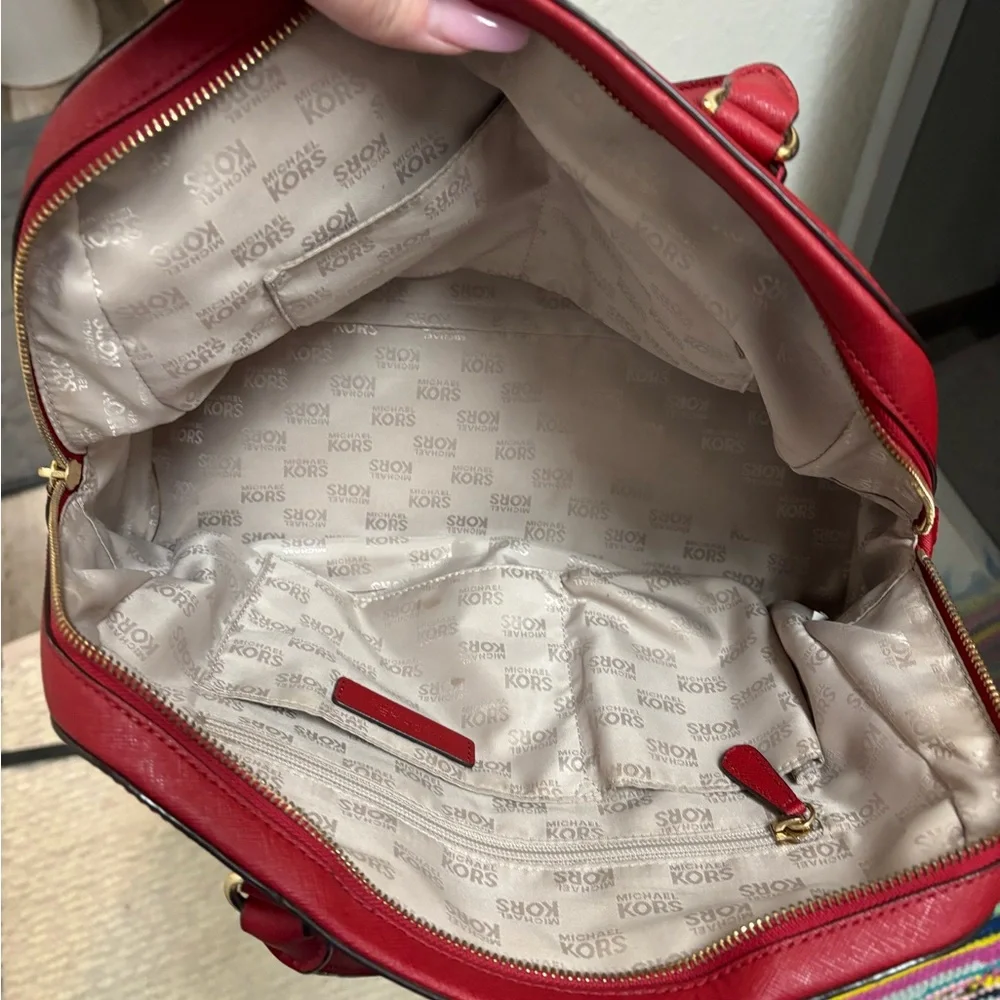 Michael Kors Red Leather Satchel - Picture 3 of 7